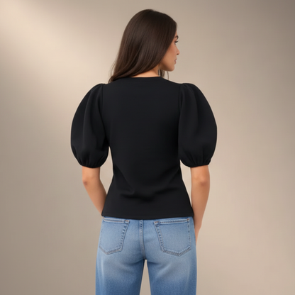 Black Puff Sleeve - Back