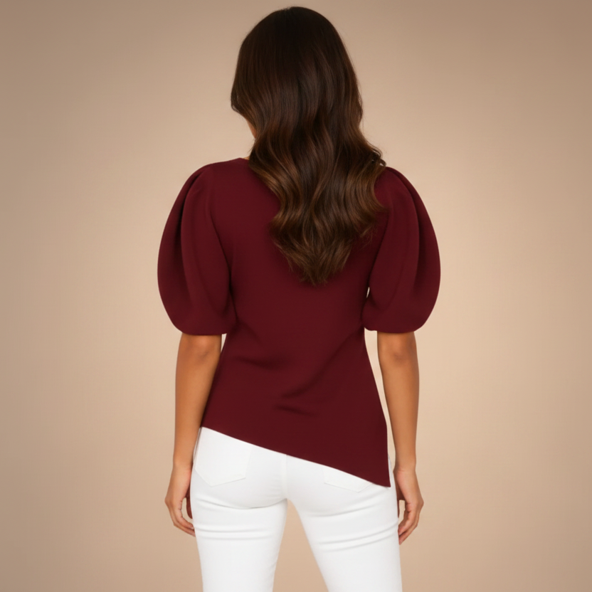 Burgundy Puff Sleeve - Back
