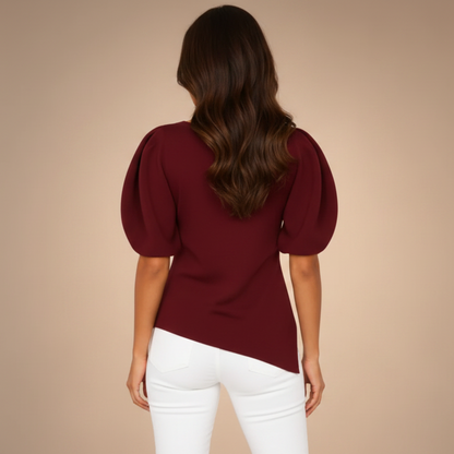 Burgundy Puff Sleeve - Back