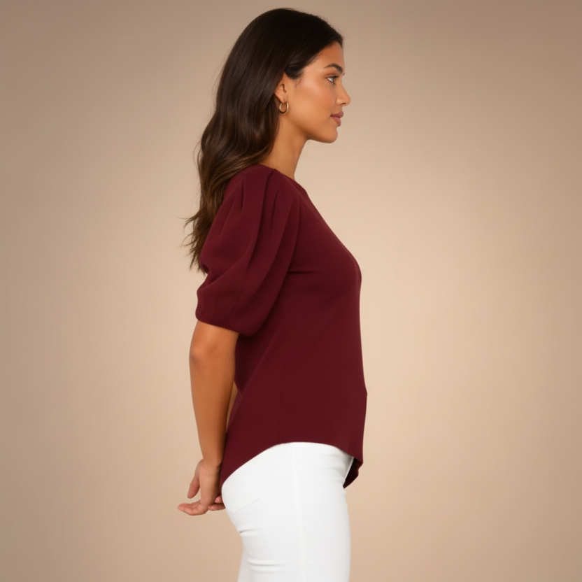 Burgundy Puff Sleeve - Right Side