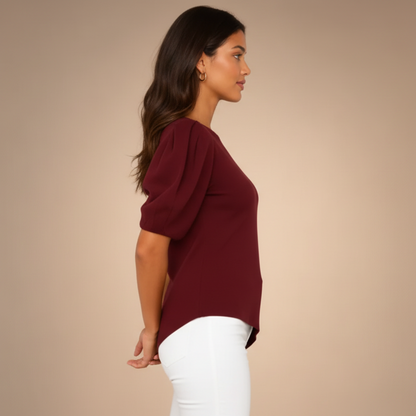 Burgundy Puff Sleeve - Right Side