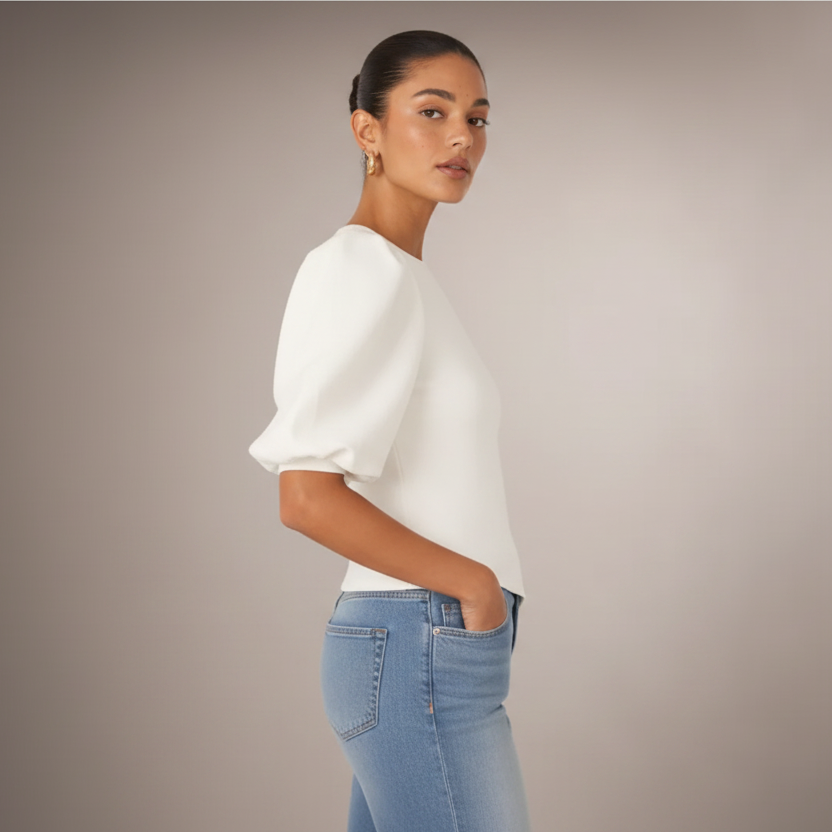 White Puff Sleeve - Right Side